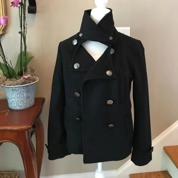 Gap  Black Wool Pea Coat XS - Picture 1 of 7